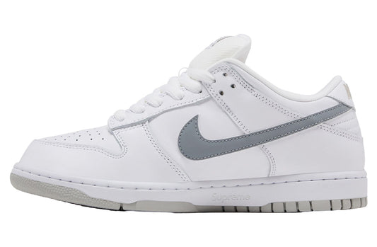 Supreme x Nike SB Dunk Low White / Metallic Silver-White