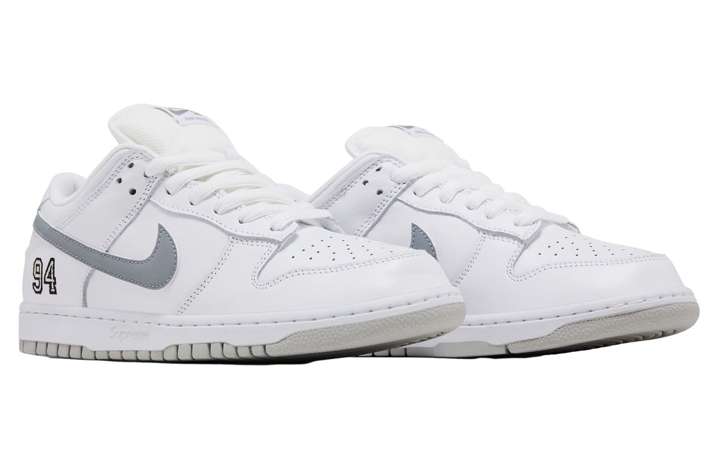 Supreme x Nike SB Dunk Low White / Metallic Silver-White
